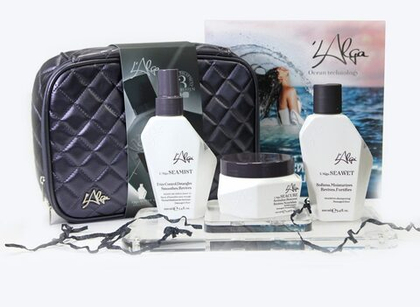 Дорожный набор «Термозащита волос со спреем» в фиолетовой стеганой косметичке