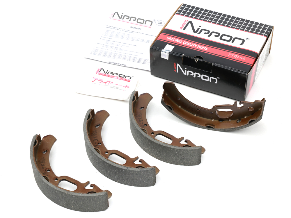 Колодка барабанного тормоза а/м ВАЗ 1118, 2170 Приора, Гранта, Калина (к-т 4 шт.) задние (АБС 1118-350209) NIPPON