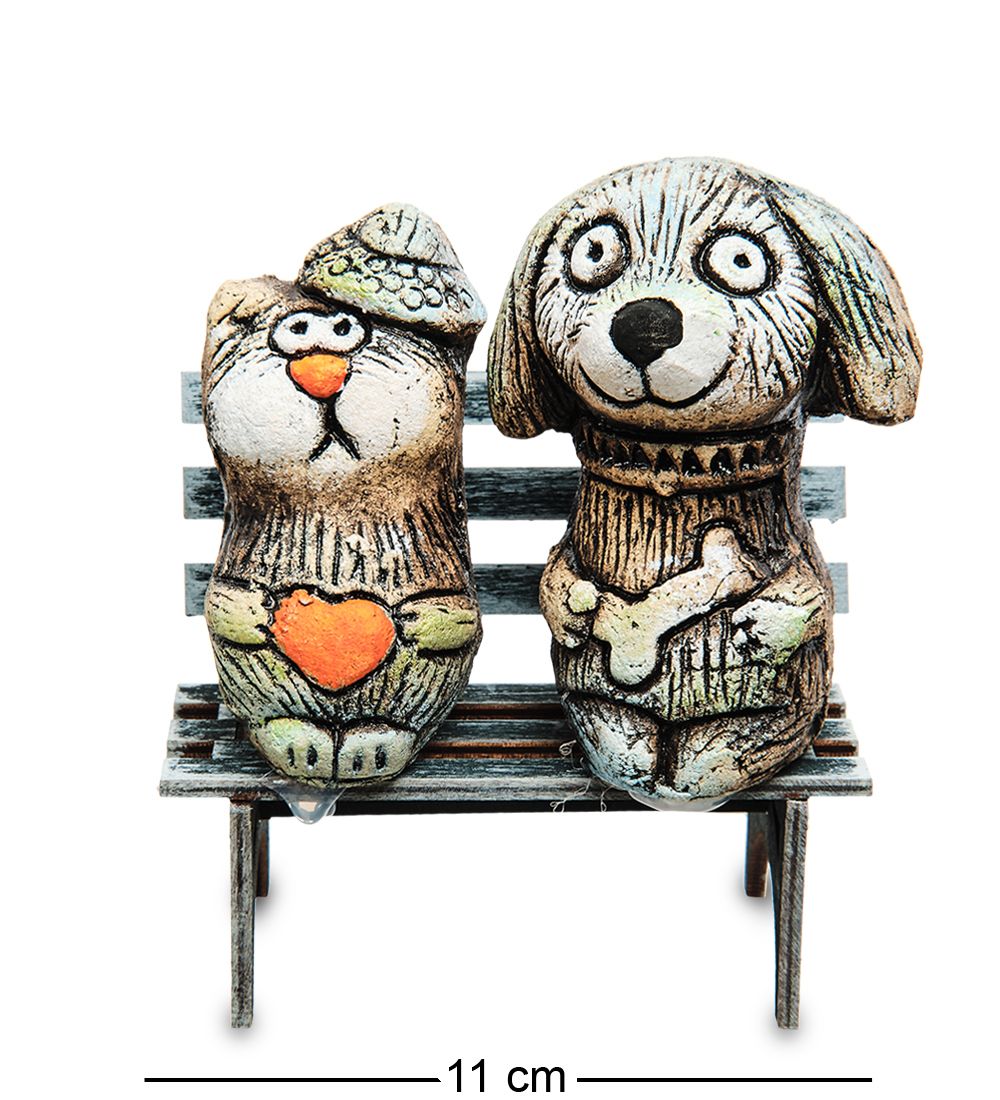 КоКо Шамель KK-689 Фигурка «Кот и пес на скамейке» шамот