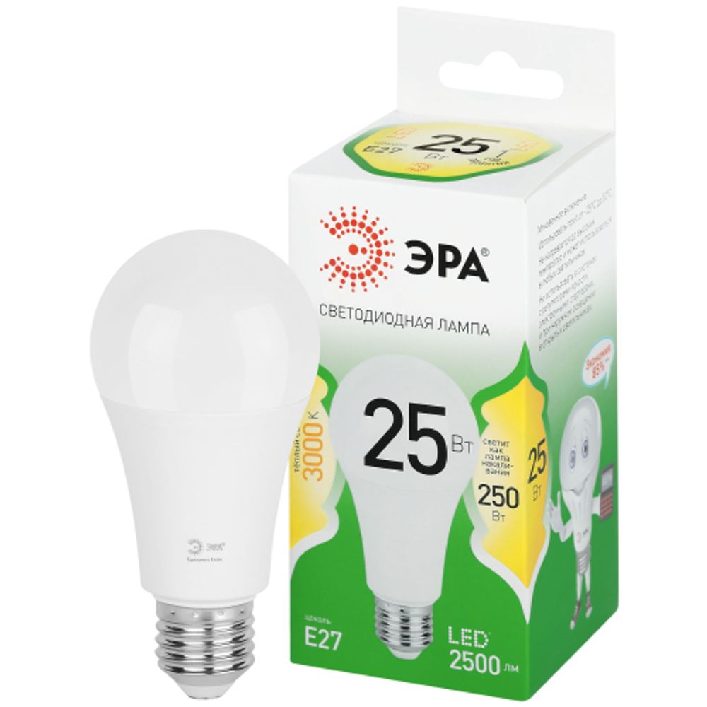 Лампа светодиодная ЭРА GREEN LINE LED A60-25W-830-E27 GL 25Вт груша теплый свет E27 | Лампы cветодиодные Груша (A)