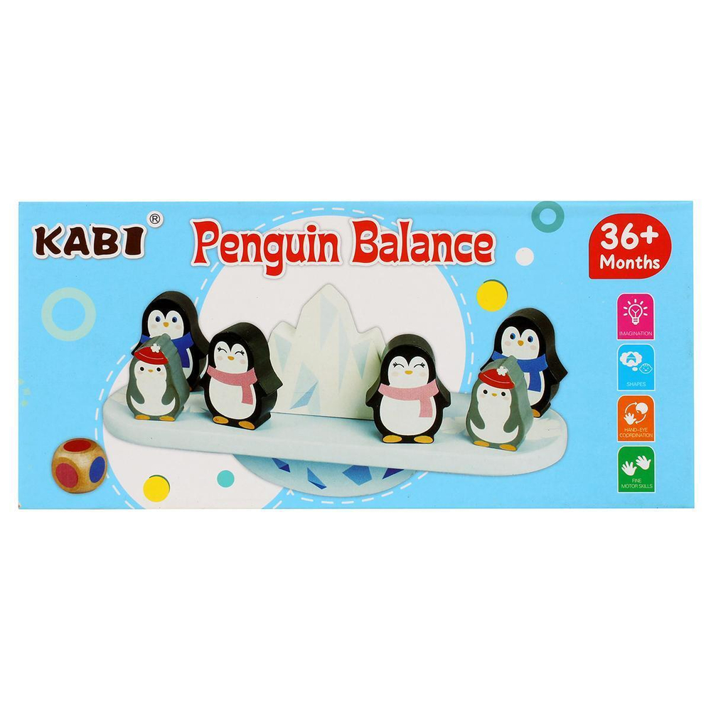 Развивающая игрушка деревянная Весы пингвин на льдине, коробка C-41700