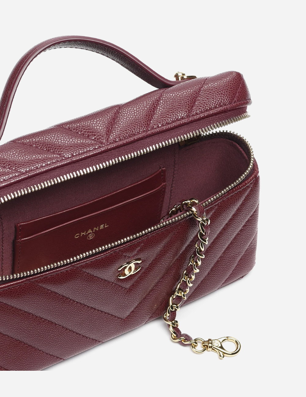 Сумка Chanel Vanity with chain Grained Shiny Calfskin & Gold-Tone Metal "Dark Burgundy"