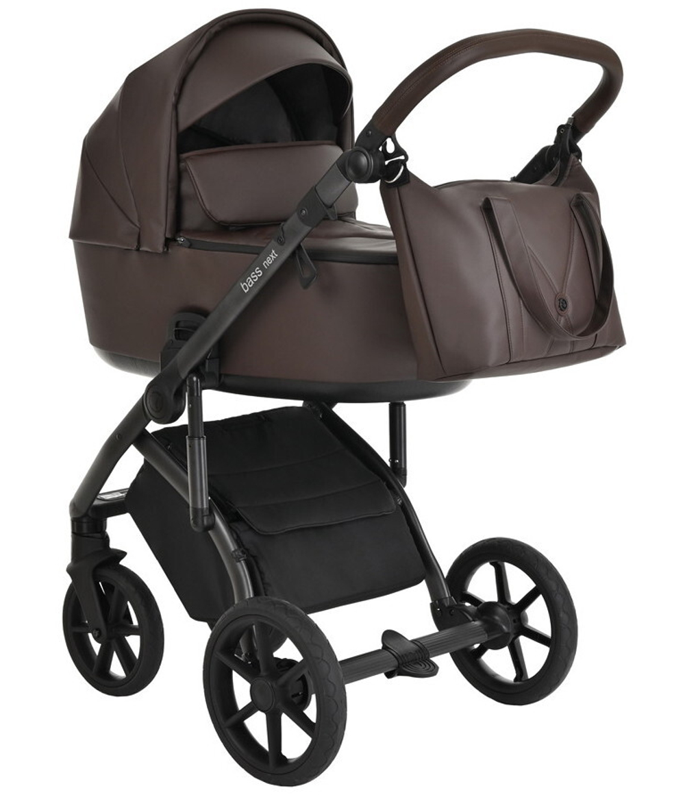 Детская коляска Roan Bass Next Кожа 2 в 1 RN087/1 Chocolate/Black