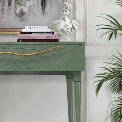 Консоль Арт Колор leaves Стайл Голд Зеленый нефрит