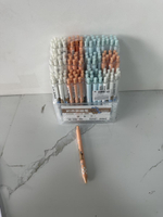 Ручка гелевая автомат 0,5мм, черная, 3 дизайна микс