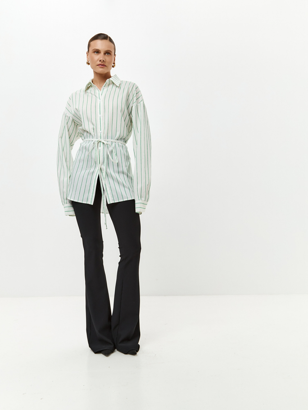 Рубашка Николь в изумрудную полоску
