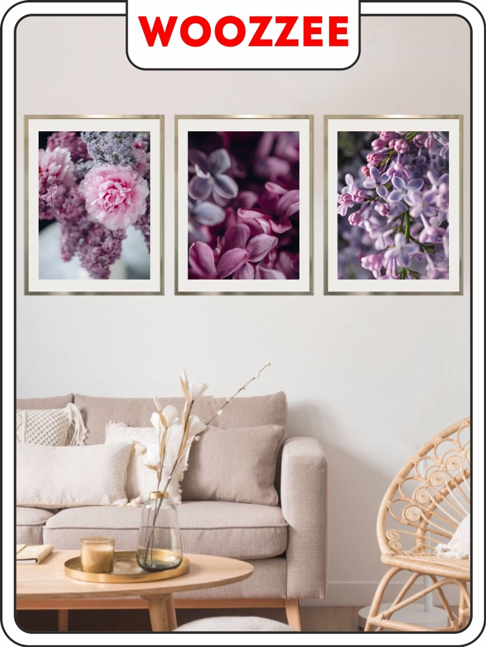 Набор постеров "Сирень с пионом" 3шт.