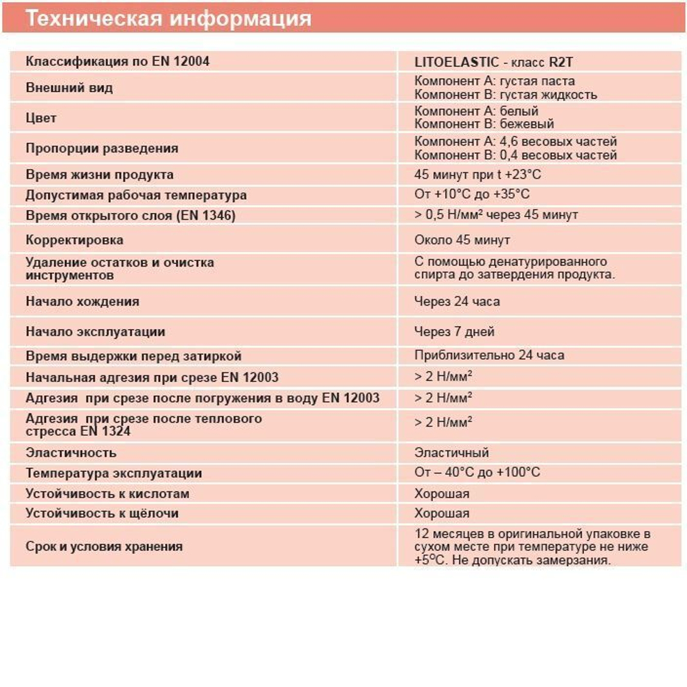 Клей LITOELASTIC двухкомпонентный белый A+В (ведро) 5 кг