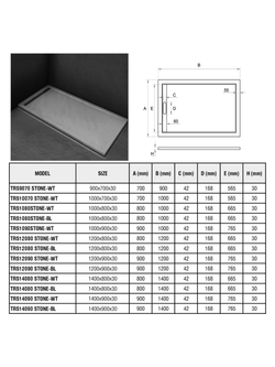 Душевой поддон WeltWasser  WW TR WW TRS 10080 STONE-WT 10000004371 Форма прямоугольная