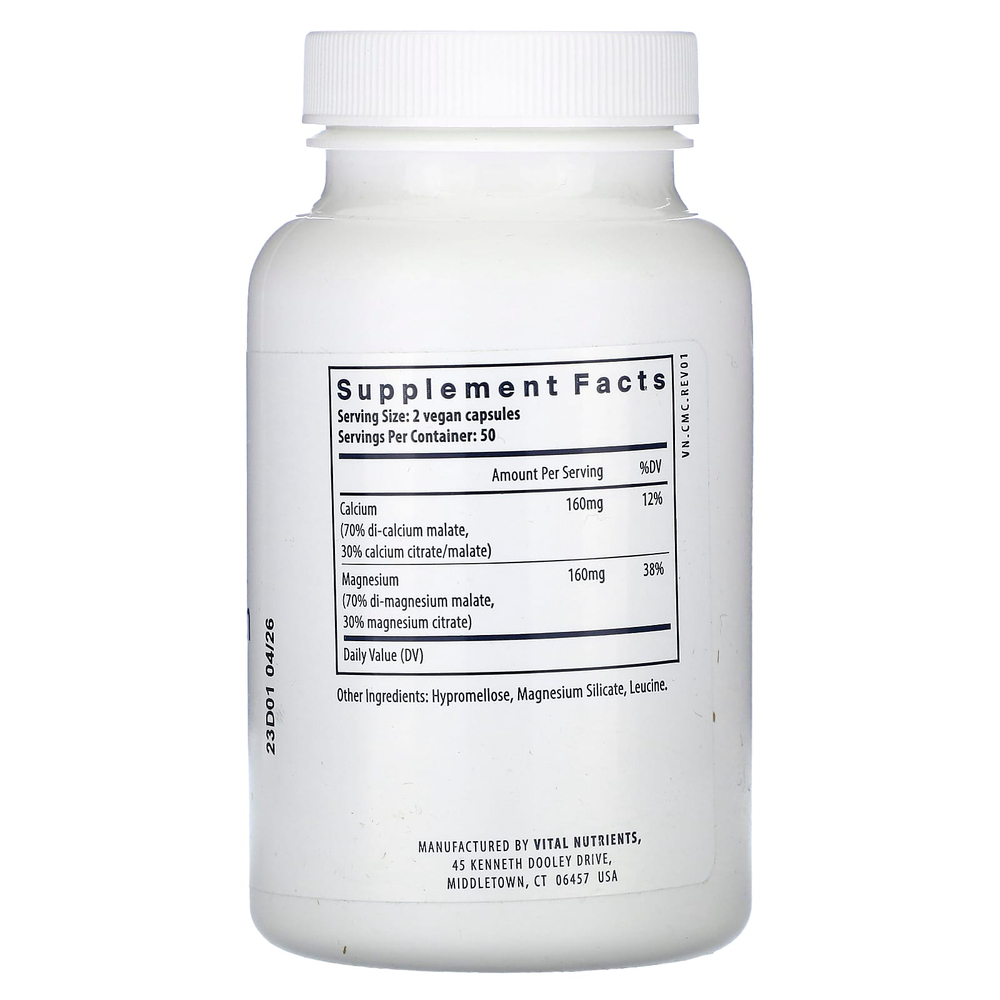 Vital Nutrients, кальций и магний, 100 веганских капсул