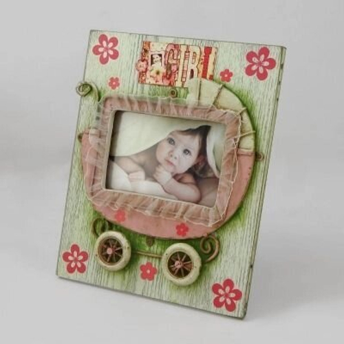 Фоторамка металл 10х15 "С Рождением!", девочка