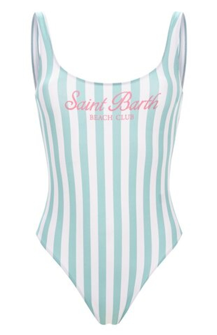 Купальник MC Saint Barth Lora бело-зеленая полоска