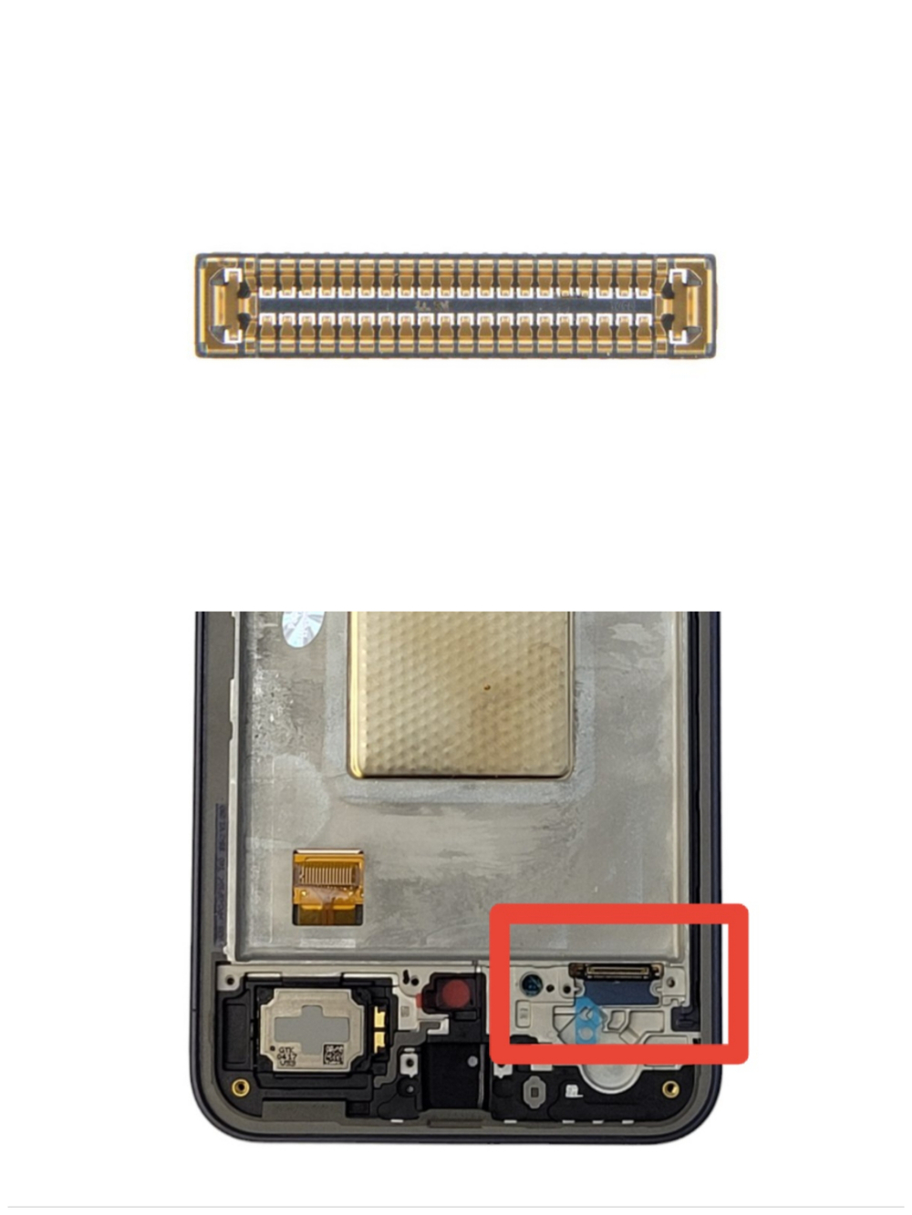 Samsung Galaxy A35 (SM-A356E)
- FPC коннектор дисплея (на шлейфе)