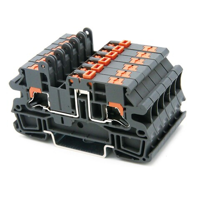 Клемма расцепительная, зажим push-in, 2 точки подключения, 4 кв.мм, серая