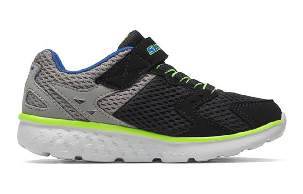 Big kids Skechers Skechers Go Run 400 Proxo synthetic leather fabric color matching non-slip shock absorption wear-resistant breathable low-cut children's running shoes black gray green