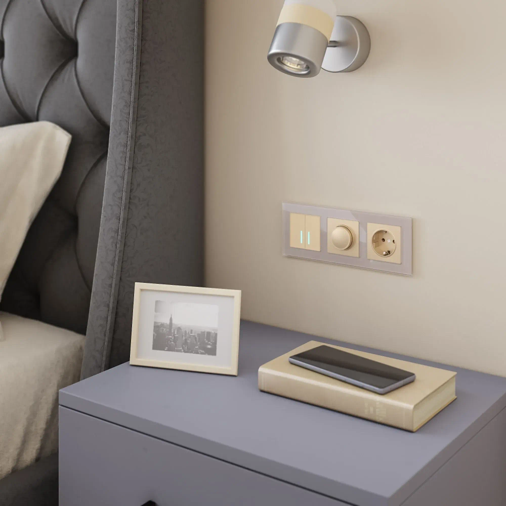 Умный сенсорный выключатель двухклавишный (шампань) W4520611