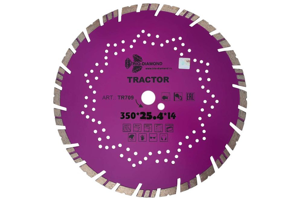 Диск алмазный отрезной Tractor (350х25.4х14 мм) TRIO-DIAMOND TR709