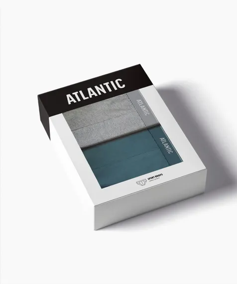 Мужские трусы (2шт) слипы спорт Atlantic 2RMP-094, хлопок, серый меланж + морской