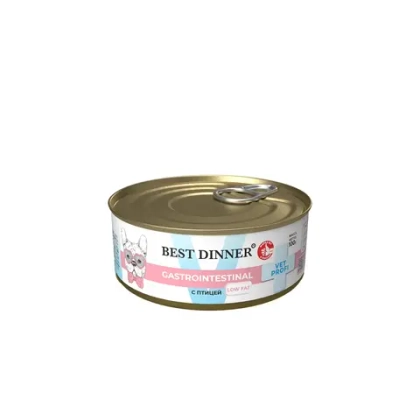 BEST DINNER (Бест Динер) Exclusive Vet Profi Gastrointestinal Low Fat Консервы для собак с чувствительным пищеварением, птица, 100 г