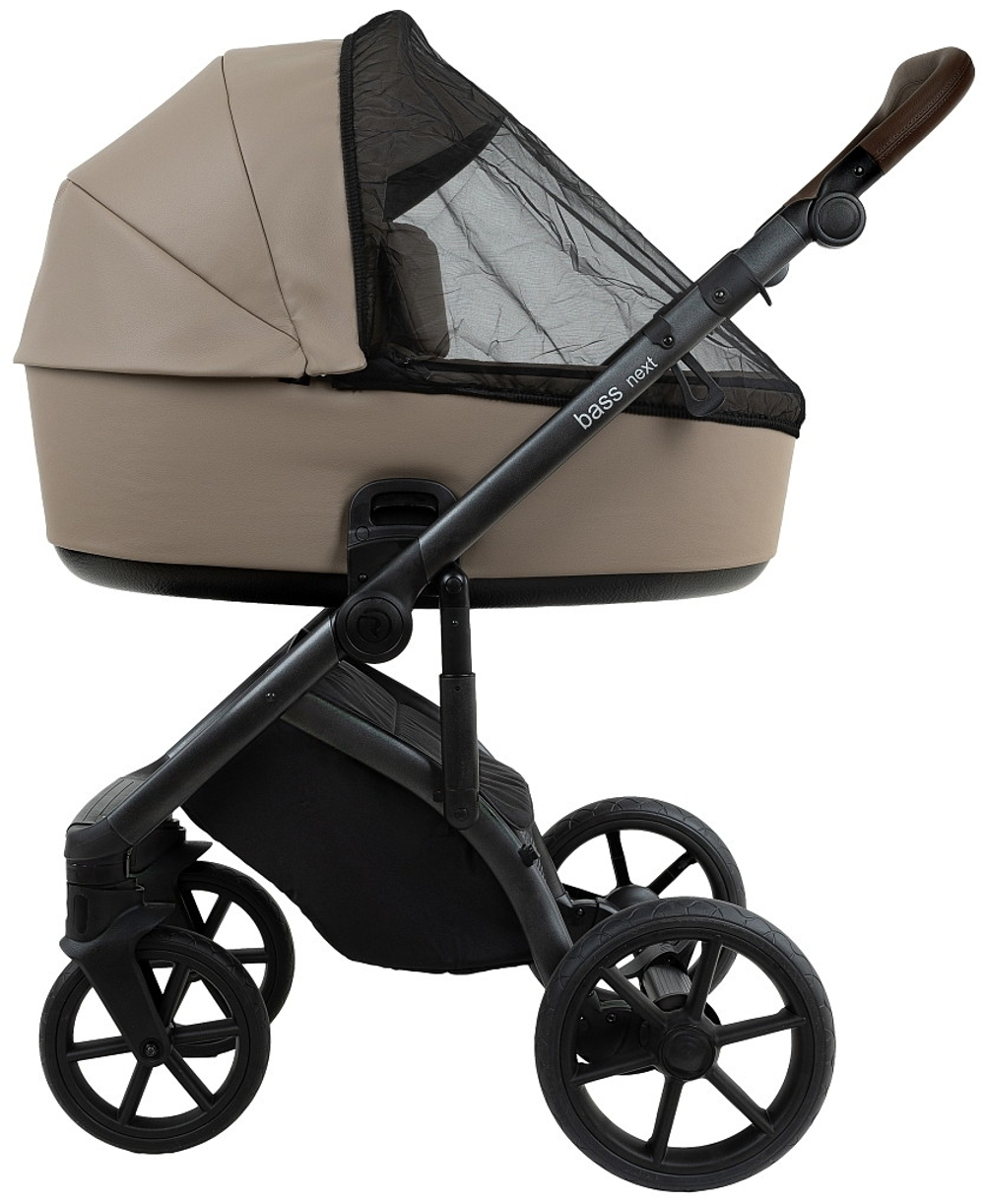 Детская коляска Roan Bass Next Кожа 2.0 2 в 1 BNL/71/2 Cappucino/Black/ руч.Коричневый