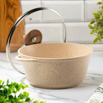 Кастрюля алюм, антиприг, 3 л, с крыш, крыш стекло, кругл, Гурман, Estima, ГМк303 ЭБИ, беж, индукц