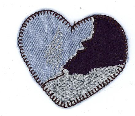 Термоаппликация "Сердце джинсовое с люрексом", 4,8 x 4,8 см , 1 шт, 100% полиэстер (10013160/300819/