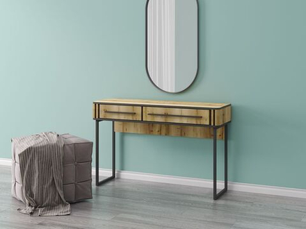 Туалетный столик с ящиками Дуб вотан/Черный 117х35х75,88 см