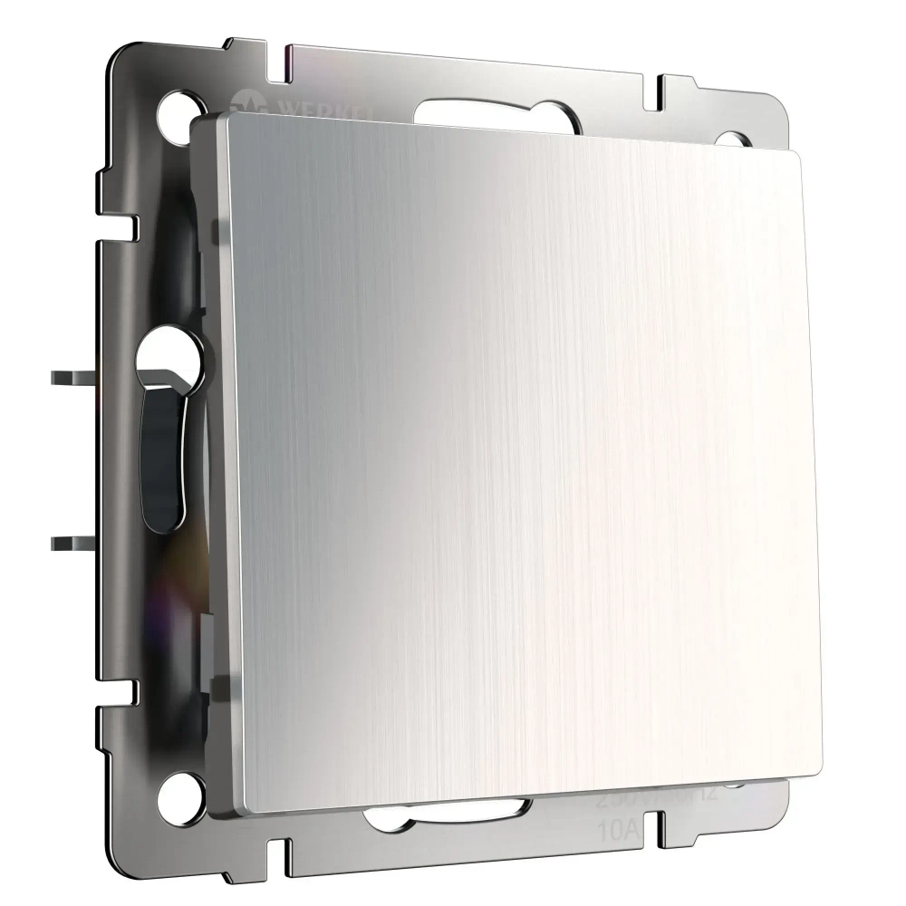 Выключатель одноклавишный (никель рифленый глянцевый ) W1110002