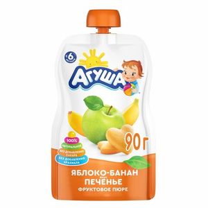 ПЮРЕ АГУША ЯБЛОКО БАНАН ПЕЧЕНЬЕ 90ГР