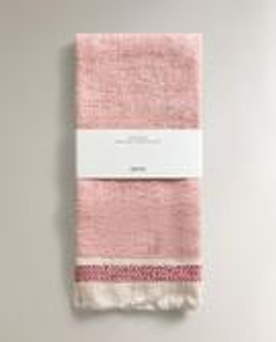 ZARA HOME КУХОННОЕ ПОЛОТЕНЦЕ ИЗ МАХРОВОГО ХЛОПКА С КОНТРАСТНОЙ ОТДЕЛКОЙ, КРАСНЫЙ