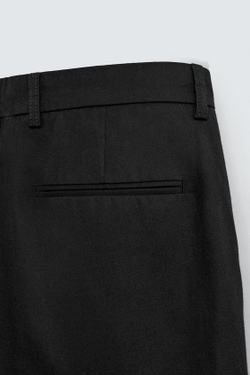 ZARA БРЮКИ WIDE FIT СО СКЛАДКАМИ, ЧЕРНЫЙ