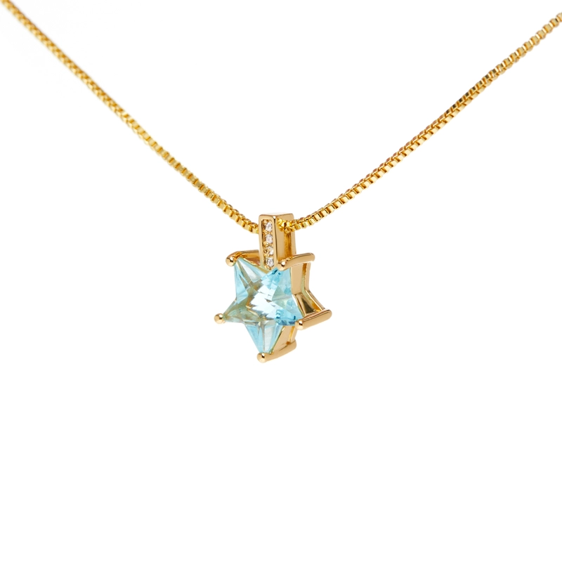 Колье Светло-Голубая Звезда – Золото