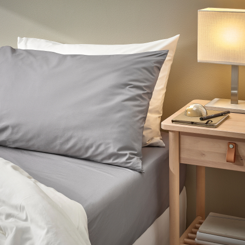 Сатиновая простынь на резинке ПЕРСЕЯ 140х200 | светло-серый