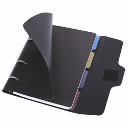 Тетрадь на кольцах А5 175х220мм, 120л, пластик, на липучке с разделителями, BRAUBERG, Черный,404637