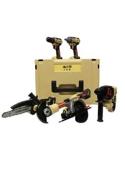 FengBao, набор аккумуляторного электроинструмента 6в1, 21В 2 АКБх6.0Ач 2 АКБх6.0Ач