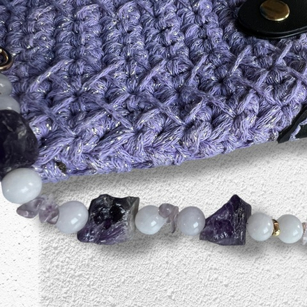 Сумка-чехол. Вставки из камней. Аметист и Розовый кварц