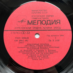 Винтажная виниловая пластинка LP Синяя Птица Подземный Переход (СССР 1986)