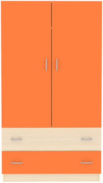 Шкаф 2-х створчатый КарИВи Кадет  Дуб Молочный Оранжевый