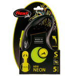flexi рулетка Neon New S (до 15 кг) лента 5 м, светоотражающая, желтый неон