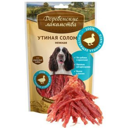 Деревенские лакомства Для взрослых собак Утиная соломка, 100 г