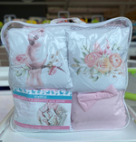 Комплект в кроватку 18 предметов "Сказочная страна" розовый, сатин