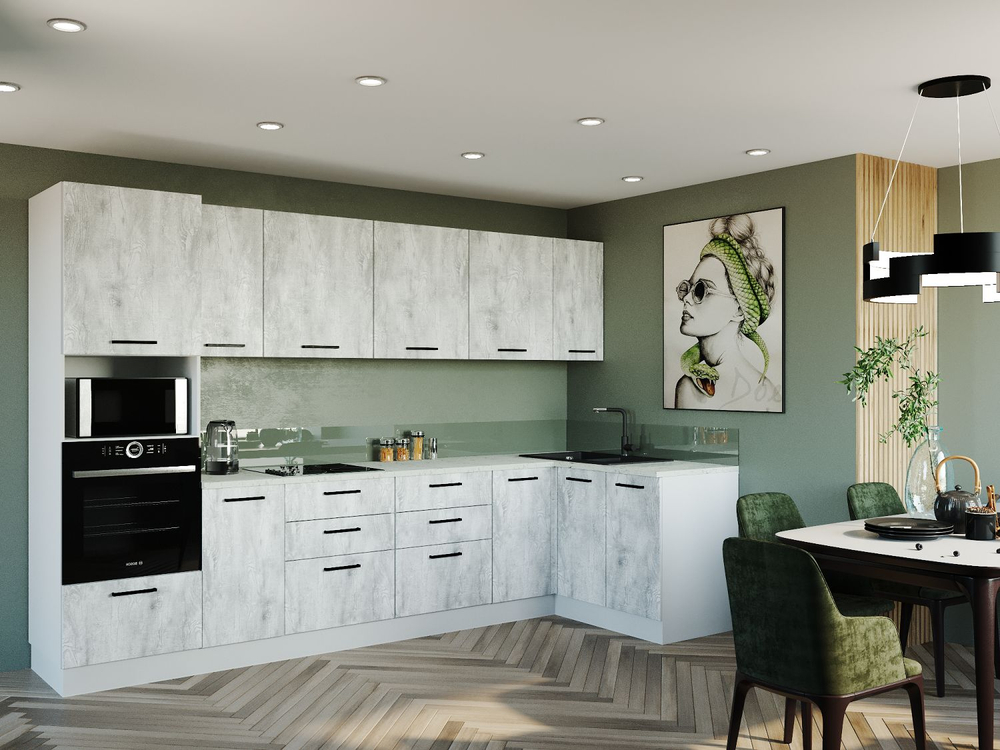 Кухонный гарнитур угловой Изумруд 3200x1400 (26мм)