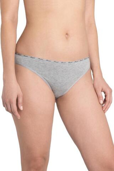 Трусики-бразилиана с узкой брендированной резинкой (Размер: XL) (Цвет: серый меланж)