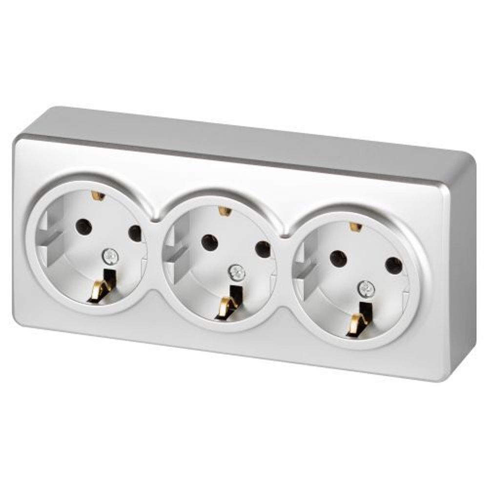 Розетка 3-м ОП Эксперт 11-2208-03 16А IP20 250В 3х2P+E Schuko с заземл. алюм. Эра Б0063010 Розетка 3-м ОП Эксперт 11-2208-03 16А IP20 250В 3х2P+E Schuko с заземл. алюм. Эра Б0063010