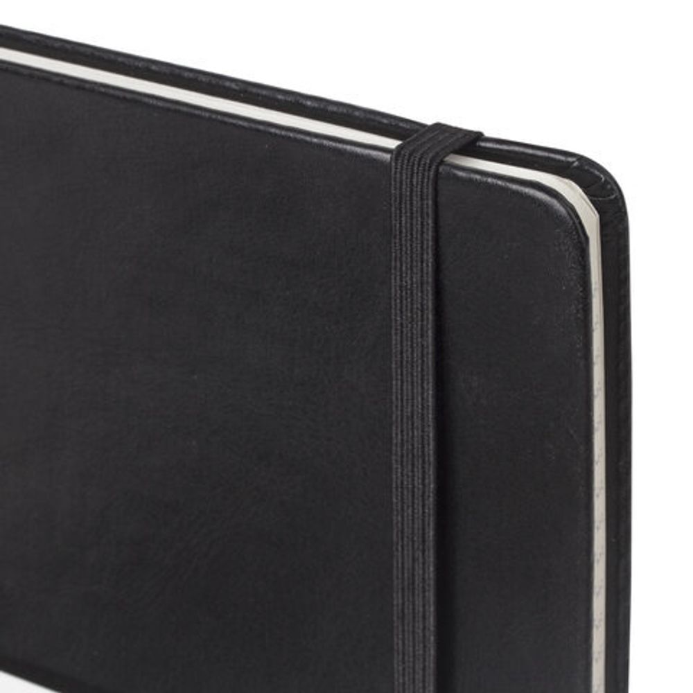 Блокнот в клетку с резинкой А5 (148x218 мм), 80 л., под кожу черный BRAUBERG "Metropolis Special", 111577