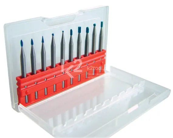 Набор мини-борфрез с покрытием Blue-Tec из 10 шт., Karnasch, арт. 11.4805