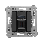 USB 3.0 розетка одинарная в стену, тип А-А, "Avanti", "Черный квадрат"