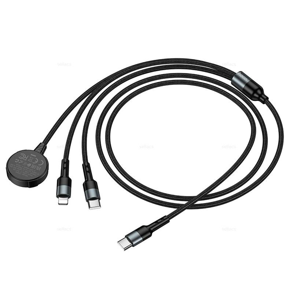 Зарядный кабель 3в1 (iWatch+Type-C+iP) Hoco CW64 (black)