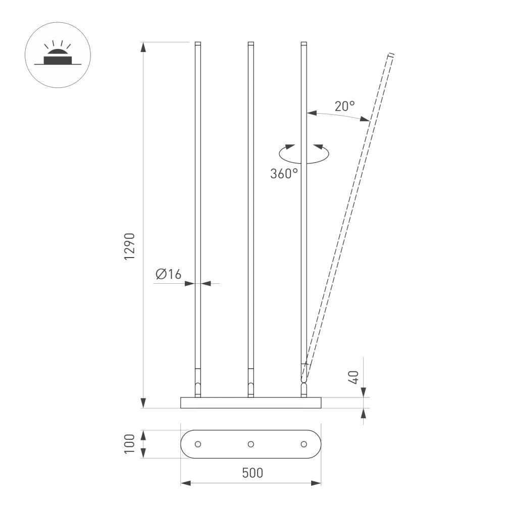 Светильник SP-FRITO-FLOOR-36W Warm3200-MIX (BK, 120 deg, 230V) (Arlight, IP20 Металл, 5 лет) 059602