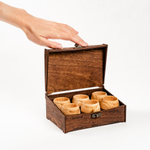 Подарочный набор рюмки (стопки) из древесины кедра в шкатулке PK45